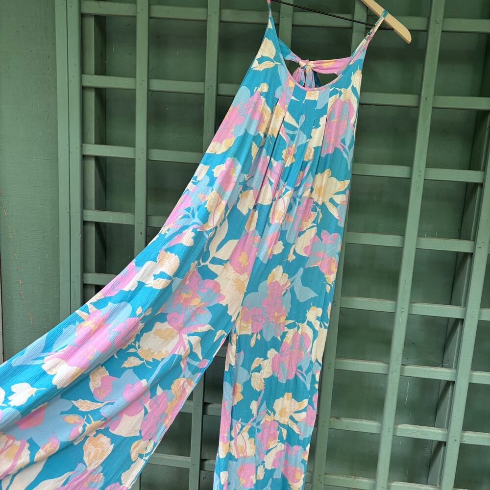 Cozy Co Boho Floral Wide Leg Resortwear Jumpsuit Size L - Picture 5 of 6